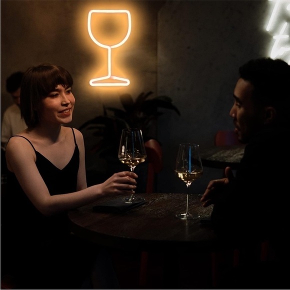 Neon Glowing Pink Wine Glass Kitchen Indoor Dining Room Decor Light Gift/Prop - Picture 4 of 5